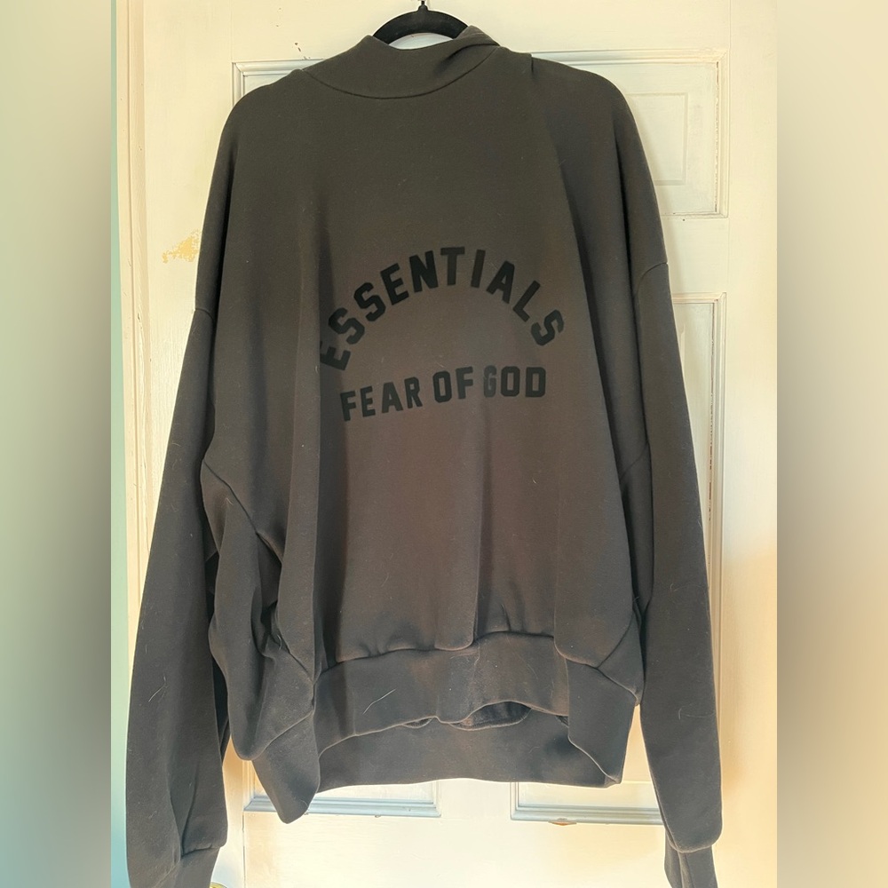 Fear of God Essentials Arch Logo Hoodie Black Sweatshirt Men’s Large